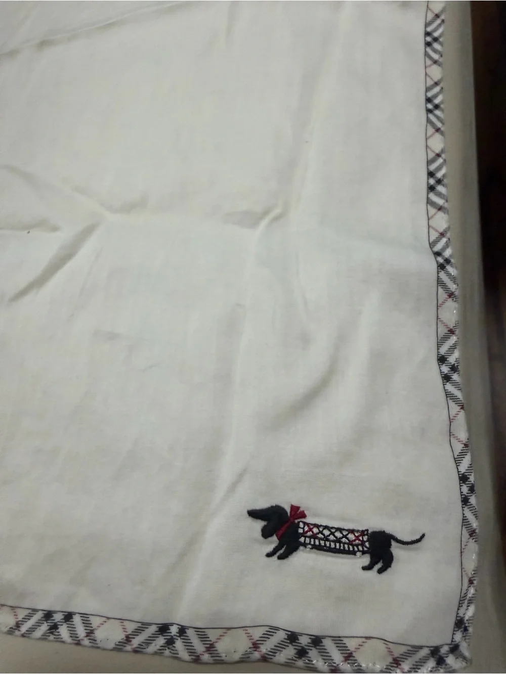 Burberry Cream Plaid Dachshund Embroidered scarf/bandana